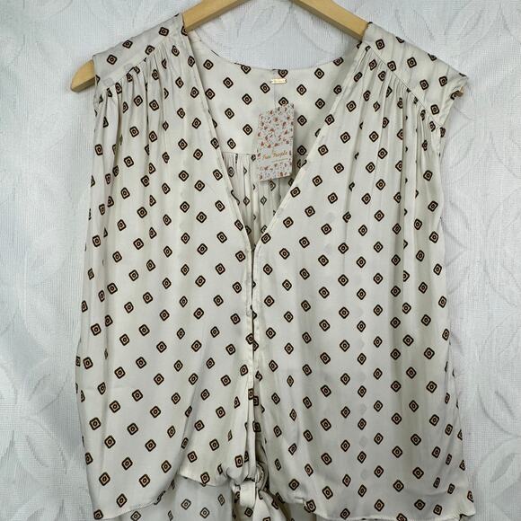 Free People Mornings in Marrakesh Tie Sleeveless Blouse SIze L NWT - Picture 6 of 9